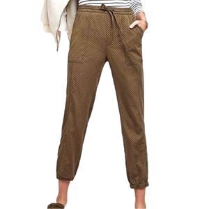 Anthropologie Dotted Joggers Moss Green dark blue polka dots pull on Size S